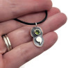 Mixed Metal Peridot Semicolon Pendant