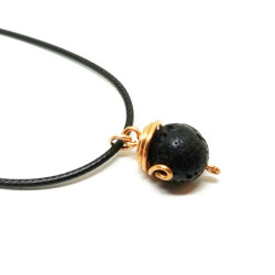 Lava Stone Acorn Aromatherapy Necklace