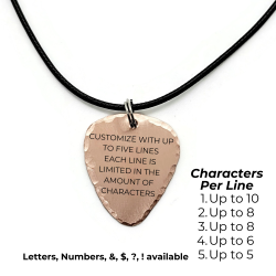 Custom Hand Stamped Copper Guitar Pick Necklace