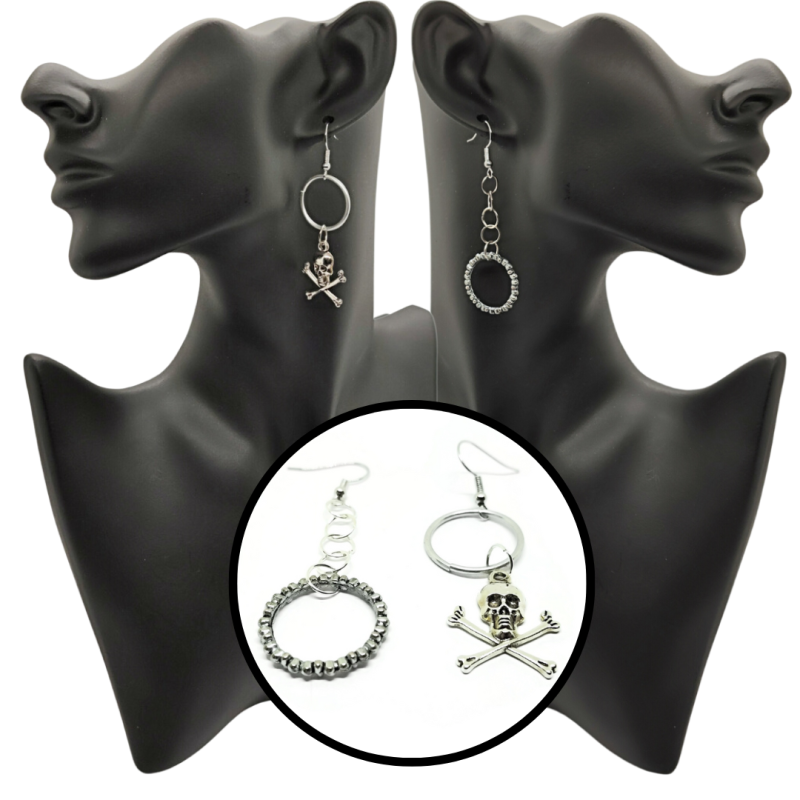 Skull & Circle Mismatched Earrings