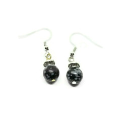 Snowflake Obsidian Dangle Earrings