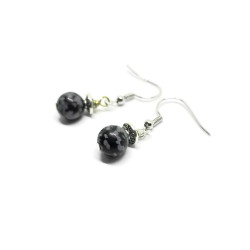 Snowflake Obsidian Dangle Earrings