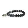 Snowflake Obsidian and Lava Stone Aromatherapy Bracelet