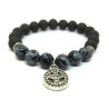 Snowflake Obsidian and Lava Stone Aromatherapy Bracelet