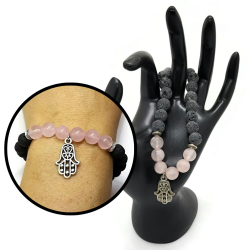 Rose Quartz and Lava Stone Aromatherapy Bracelet