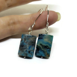 Blue Crazy Lace Agate Sterling Silver Earrings