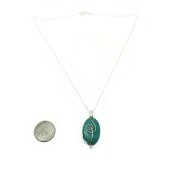 Reversible Sterling Silver Wrapped Turquoise Pendant