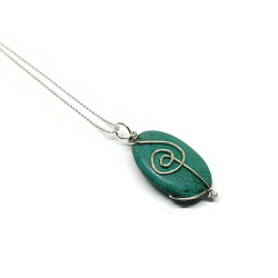 Reversible Sterling Silver Wrapped Turquoise Pendant