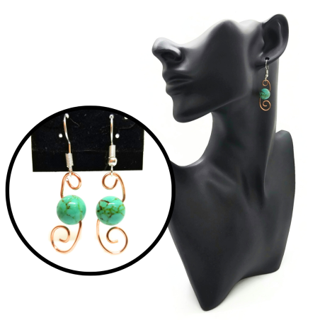 Turquoise & Copper Earrings Dangle Earrings