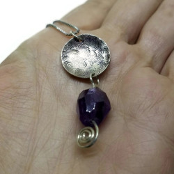 Faceted Amethyst Sterling Silver Pendant