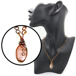 Rose Quartz Flame Painted Copper Necklace