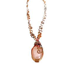 Rose Quartz Flame Painted Copper Necklace