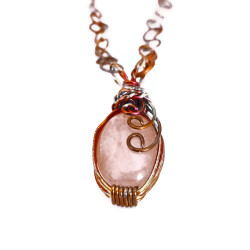 Rose Quartz Flame Painted Copper Necklace