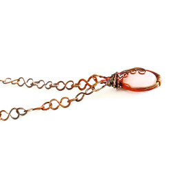 Rose Quartz Flame Painted Copper Necklace