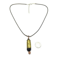 Lava Stone Bullet Casing Aromatherapy Necklace