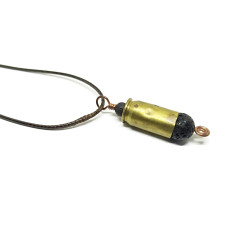 Lava Stone Bullet Casing Aromatherapy Necklace