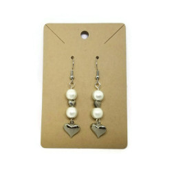 White Crystal Pearl Heart Earrings