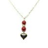 Bordeaux Red Crystal Pearl Heart Necklace