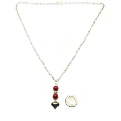 Bordeaux Red Crystal Pearl Heart Necklace