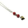 Bordeaux Red Crystal Pearl Heart Necklace