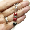 Bordeaux Red Crystal Pearl Heart Necklace