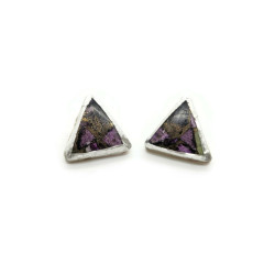 Sterling Silver Stichtite Triangle Earrings