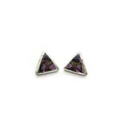 Sterling Silver Stichtite Triangle Earrings