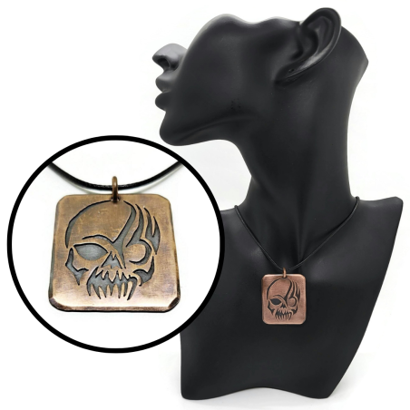 Copper Tribal Skull Pendant