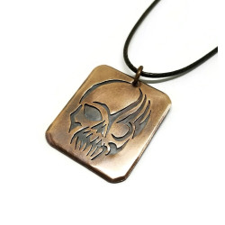 Copper Tribal Skull Pendant