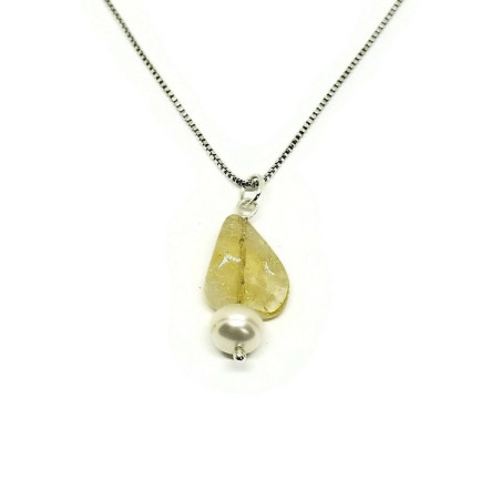 Citrine and Freshwater Pearl Necklace