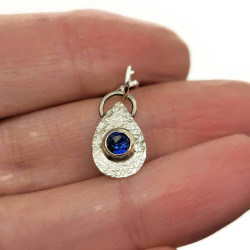 Dark Blue Spinel Sterling Silver Pendant