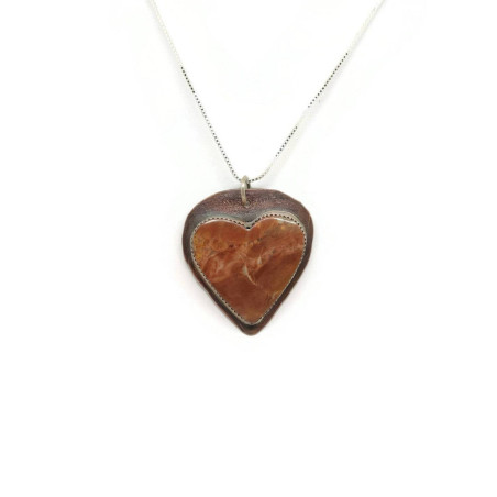 Opalized Petrified Wood Heart Pendant