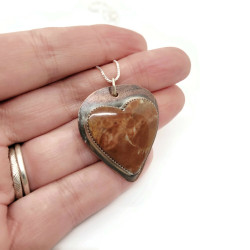 Opalized Petrified Wood Heart Pendant