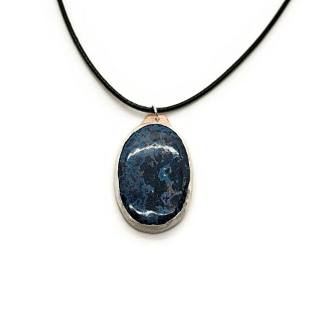 Sterling Silver and Copper Azurite Gemstone Pendant