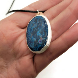 Sterling Silver and Copper Azurite Gemstone Pendant