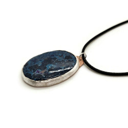 Sterling Silver and Copper Azurite Gemstone Pendant