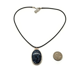 Sterling Silver and Copper Azurite Gemstone Pendant