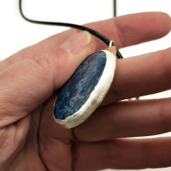 Sterling Silver and Copper Azurite Gemstone Pendant