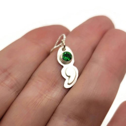 Sterling Silver Lab Created Emerald Semicolon Pendant