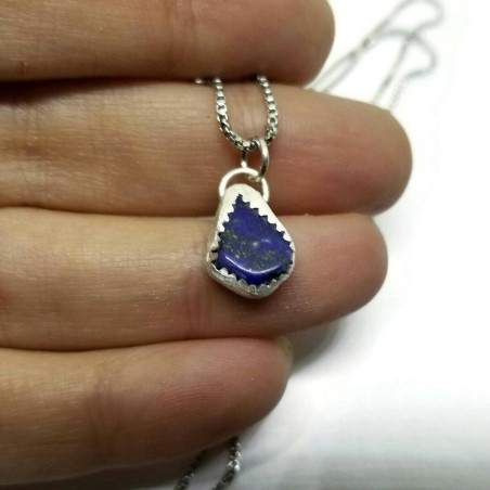 Sterling Silver Lapis Lazuli Nugget Pendant