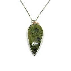 Teardrop Rainforest Jasper Mixed Metal Pendant