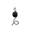 Black Onyx Sterling Silver Snake Pendant