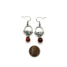 Carnelian Rose Charm Dangle Earrings