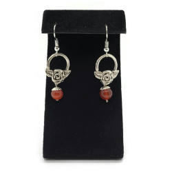 Carnelian Rose Charm Dangle Earrings