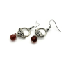 Carnelian Rose Charm Dangle Earrings