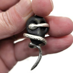 Black Agate Skull & Snake Pendant