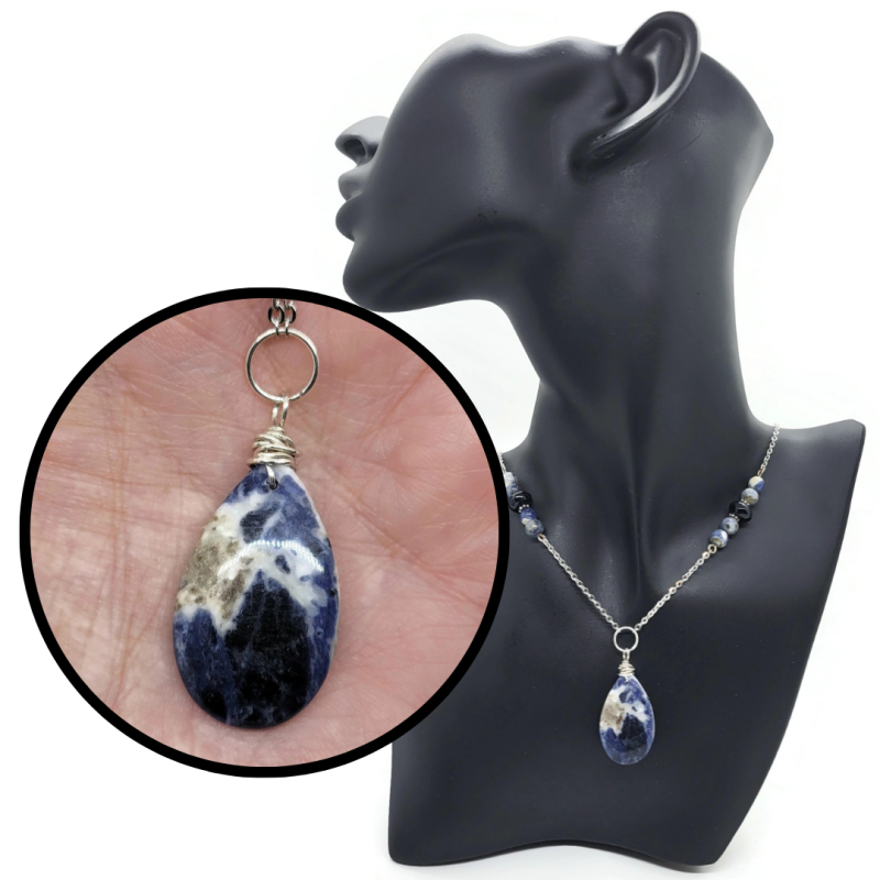 Sodalite Teardrop Pendant Necklace