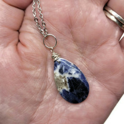 Sodalite Teardrop Pendant Necklace