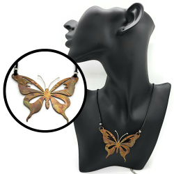 Flame Painted Butterfly Copper Pendant