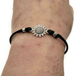 Sunflower Charm Bracelet, Faux Leather